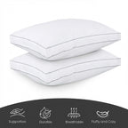 Hotel Quality Down Alternative Gusseted Cooling Pillows for Side, Back & Stomach Sleepers, White