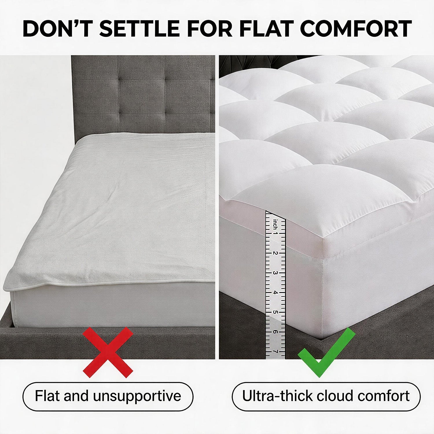1000GSM Mattress Topper, Mattress Pad, Thick Mattress Topper, Luxury Mattress Topper