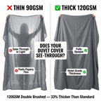 Queen Size Double Brushed Duvet Cover Set, 3 Pieces Soft Breathable Solid Bedding Set with Zipper Closure, No Comforter