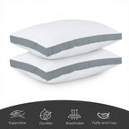Hotel Quality Down Alternative Gusseted Cooling Pillows for Side, Back & Stomach Sleepers
