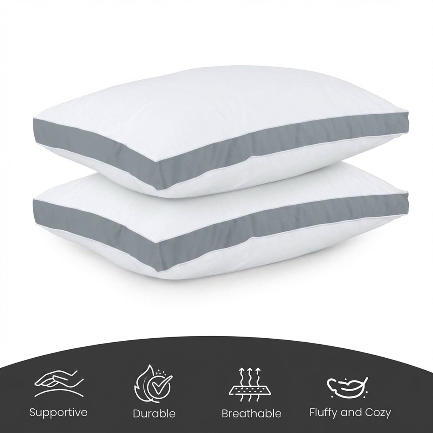 Hotel Quality Down Alternative Gusseted Cooling Pillows for Side, Back & Stomach Sleepers
