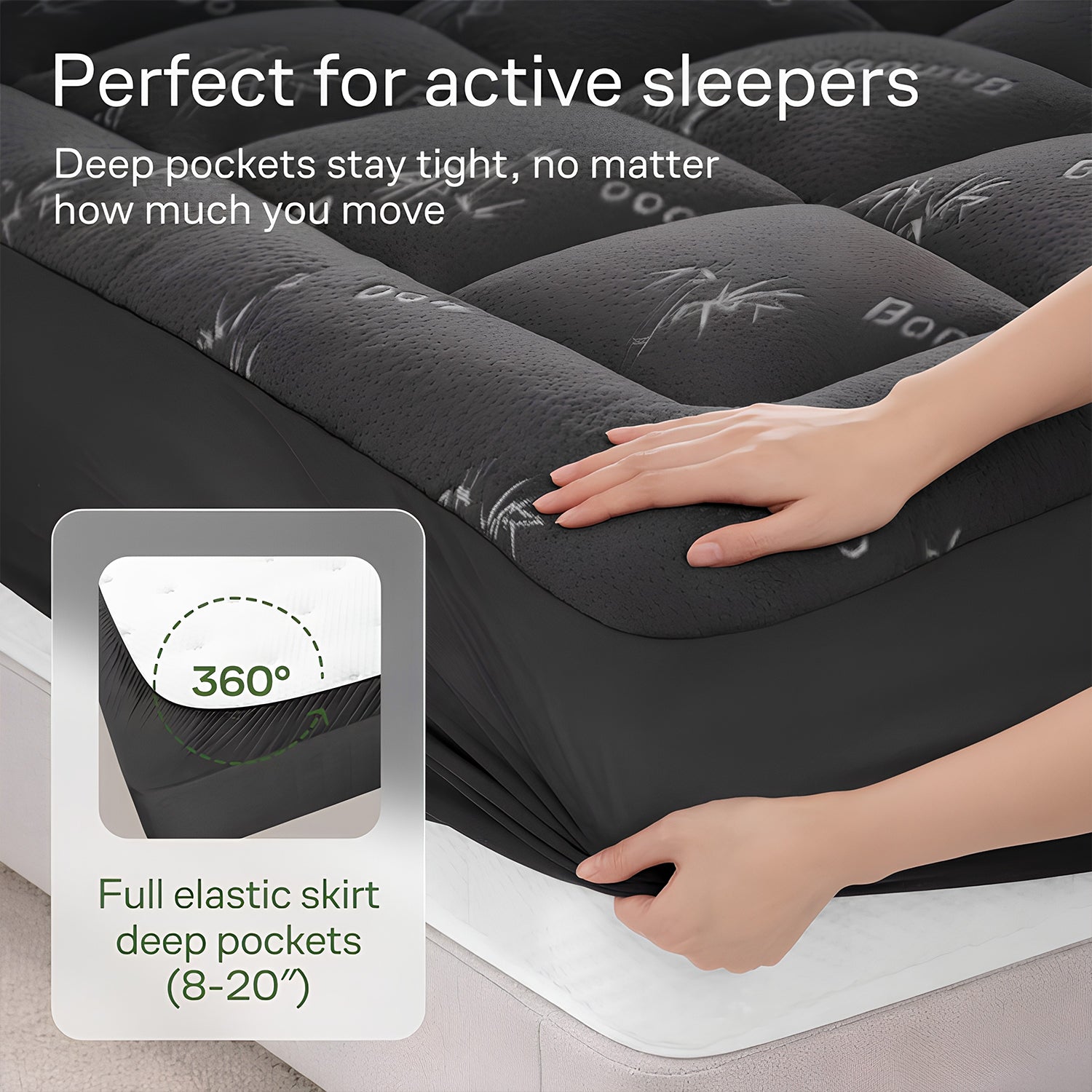 Cloud-Soft Bamboo Cooling Mattress Pad - 360° Snug Fit & Ultra Breathable