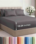 Queen Size 6-Piece Sheet Set, 21 Inch Extra Deep Pockets, Breathable Cooling Wrinkle-Resistant Microfiber, Hotel-Grade Luxury Bed Sheets & Fitted Sheet, Dark Gray