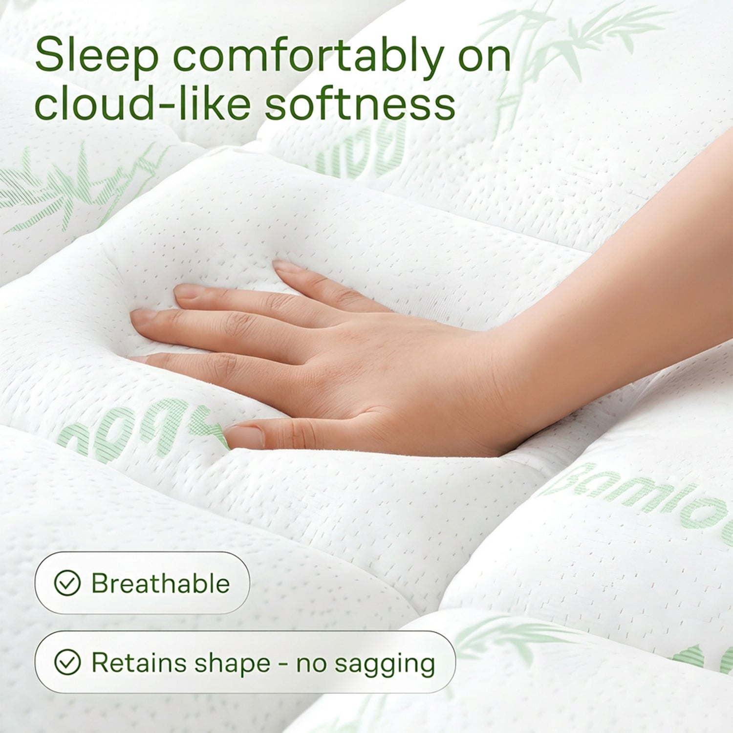 1000GSM Extra Thick Mattress Topper Manufacturer Cloud-Soft Bamboo Cooling Mattress Pad - 360° Snug Fit & Ultra Breathable