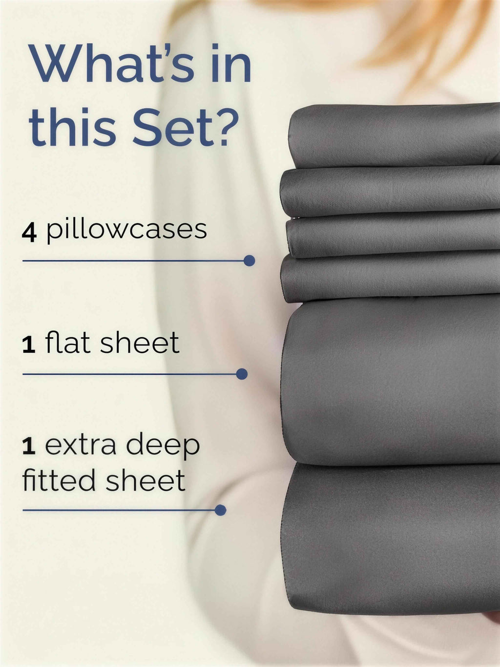 Queen Size 6-Piece Sheet Set, 21 Inch Extra Deep Pockets, Breathable Cooling Wrinkle-Resistant Microfiber, Hotel-Grade Luxury Bed Sheets & Fitted Sheet, Dark Gray