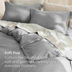 Queen Size Double Brushed Duvet Cover Set, 3 Pieces Soft Breathable Solid Bedding Set with Zipper Closure, No Comforter