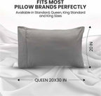 Queen Size Pillowcases 2 Pack | Grey Brushed Microfiber | OEKO-TEX Certified | 20" x 30"