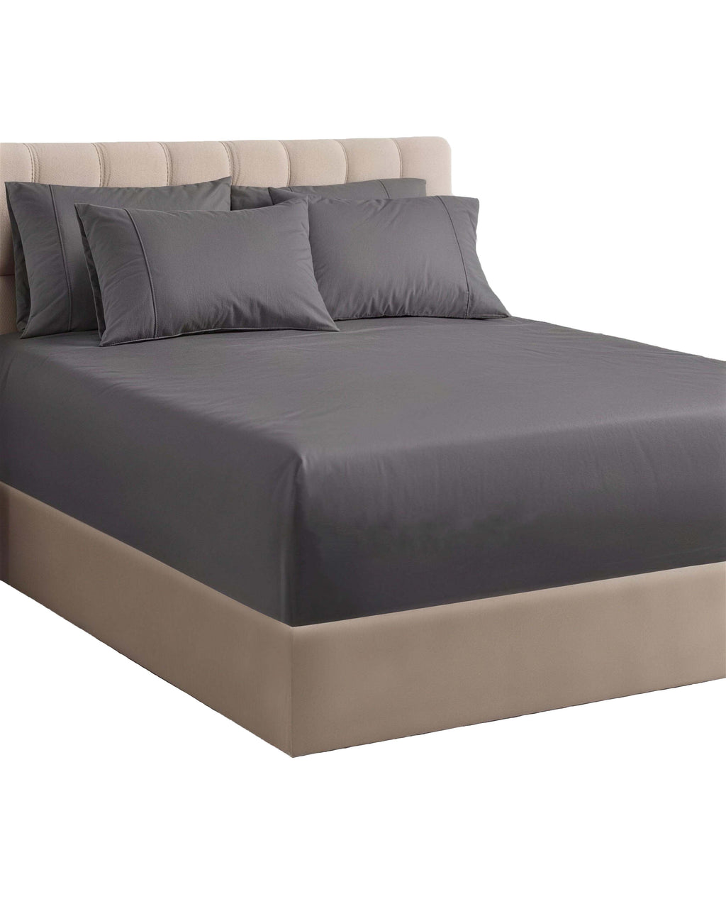 Queen Size 6-Piece Sheet Set, 21 Inch Extra Deep Pockets, Breathable Cooling Wrinkle-Resistant Microfiber, Hotel-Grade Luxury Bed Sheets & Fitted Sheet, Dark Gray