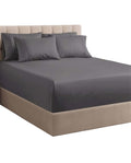 Queen Size 6-Piece Sheet Set, 21 Inch Extra Deep Pockets, Breathable Cooling Wrinkle-Resistant Microfiber, Hotel-Grade Luxury Bed Sheets & Fitted Sheet, Dark Gray