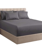 Queen Size 6-Piece Sheet Set, 21 Inch Extra Deep Pockets, Breathable Cooling Wrinkle-Resistant Microfiber, Hotel-Grade Luxury Bed Sheets & Fitted Sheet, Dark Gray