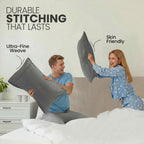 Queen Size Pillowcases 2 Pack | Grey Brushed Microfiber | OEKO-TEX Certified | 20" x 30"