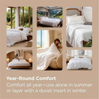 Queen Size Double Brushed Duvet Cover Set, 3 Pieces Soft Breathable Solid Bedding Set with Zipper Closure, No Comforter