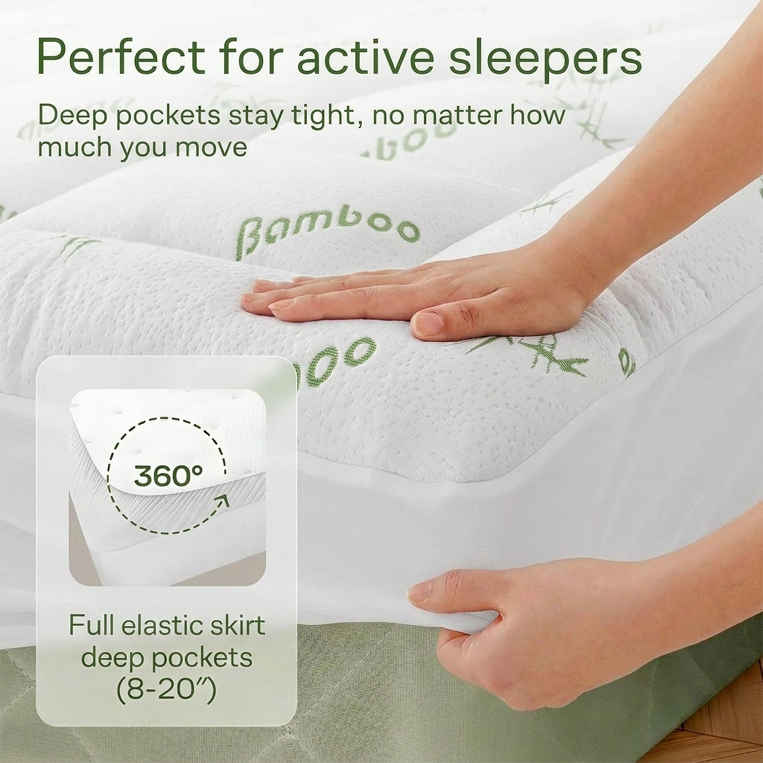 1000GSM Extra Thick Mattress Topper Manufacturer Cloud-Soft Bamboo Cooling Mattress Pad - 360° Snug Fit & Ultra Breathable