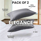 Queen Size Pillowcases 2 Pack | Grey Brushed Microfiber | OEKO-TEX Certified | 20" x 30"