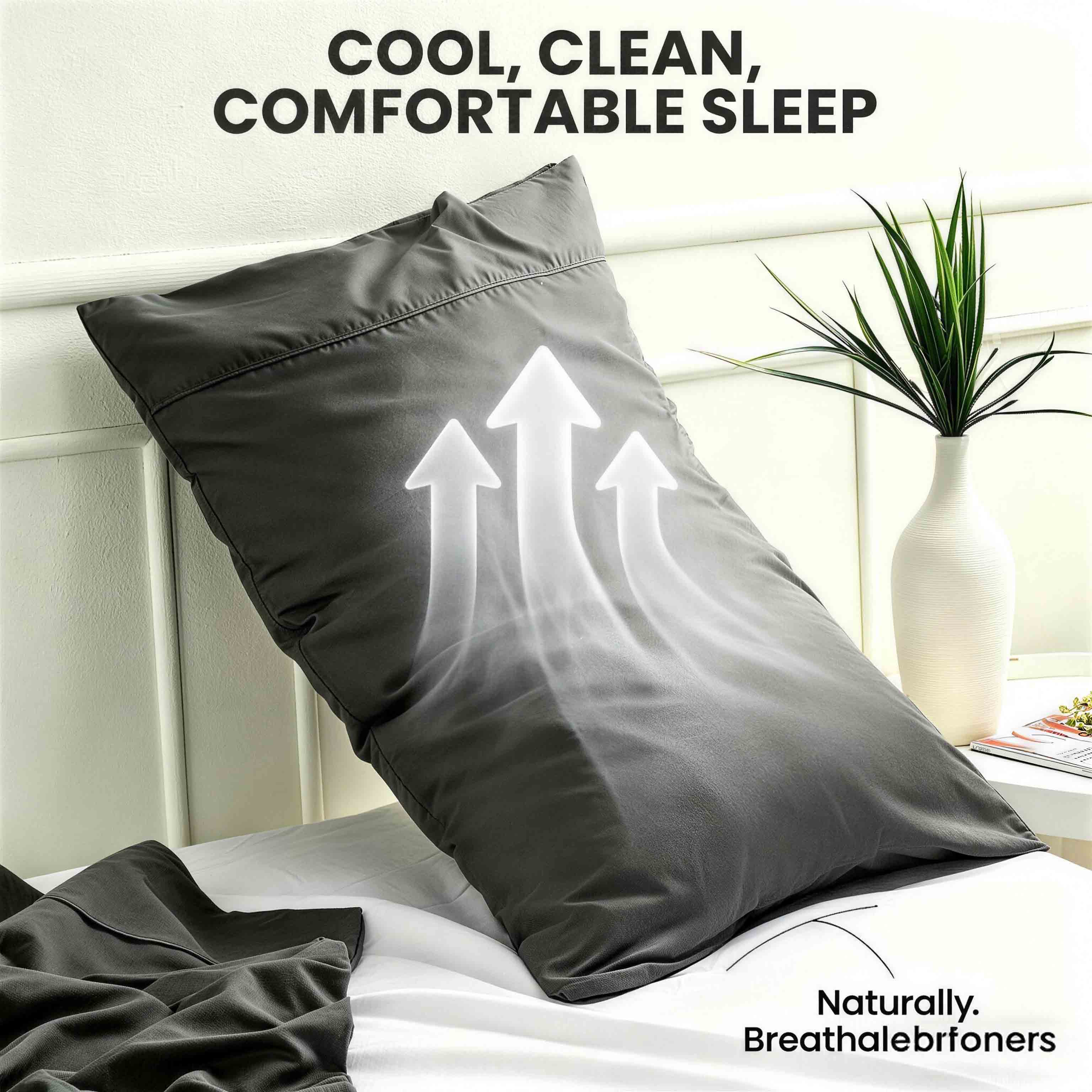 Queen Size Pillowcases 2 Pack | Grey Brushed Microfiber | OEKO-TEX Certified | 20" x 30"