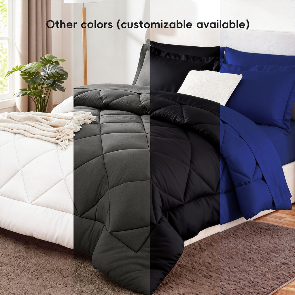 Diamond Wave Quilted Comforter Set — Ultra-Soft Brushed Microfiber, All-Season Warmth, Anti-Shift Stitching