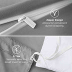 Queen Size Double Brushed Duvet Cover Set, 3 Pieces Soft Breathable Solid Bedding Set with Zipper Closure, No Comforter