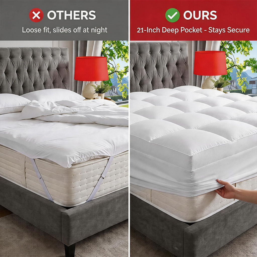 1000GSM Mattress Topper, Mattress Pad, Thick Mattress Topper, Luxury Mattress Topper