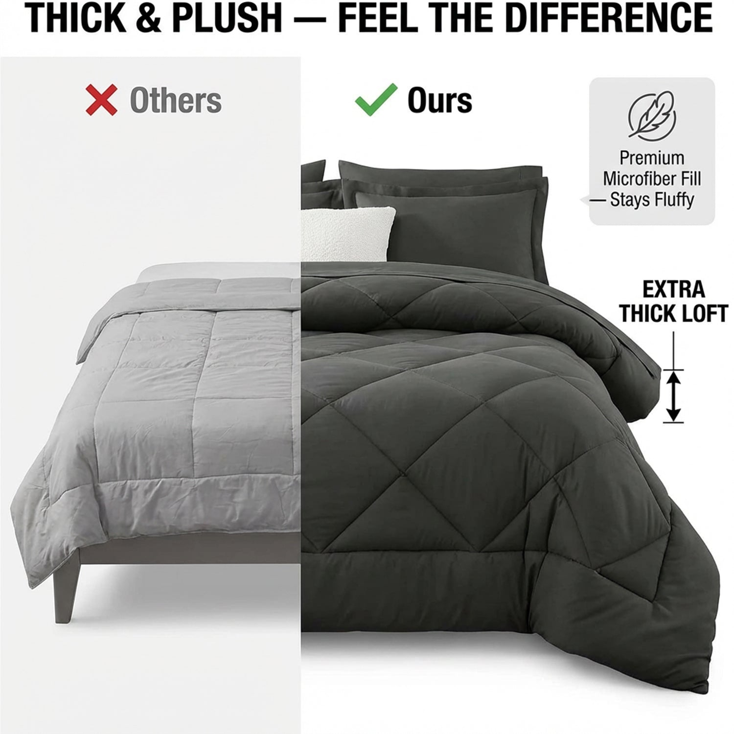 Diamond Wave Quilted Comforter Set — Ultra-Soft Brushed Microfiber, All-Season Warmth, Anti-Shift Stitching