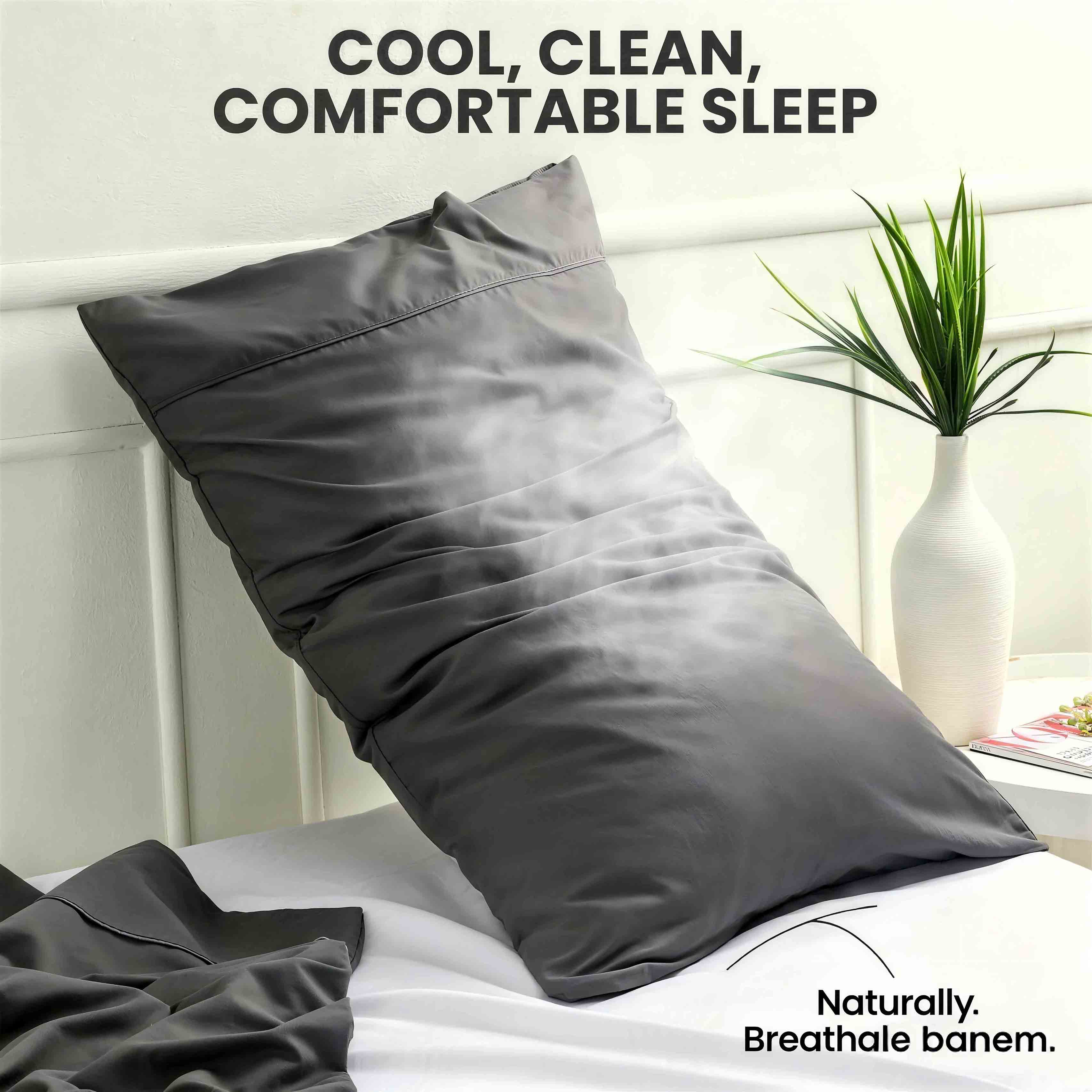 Queen Size Pillowcases 2 Pack | Grey Brushed Microfiber | OEKO-TEX Certified | 20" x 30"
